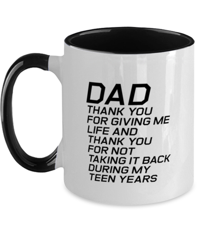 Image of Funny Dad Two Tone Mug, Dad Thank You For Giving Me Life And Thank You, Sarcasm Birthday Gift For Father From Son Daughter, Daddy Christmas Gift