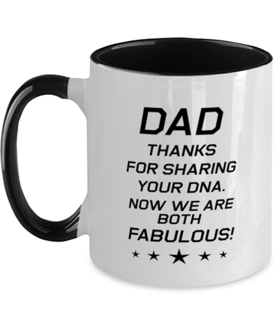 Image of Funny Dad Two Tone Mug, Dad Thanks For Sharing Your DNA. Now, Sarcasm Birthday Gift For Father From Son Daughter, Daddy Christmas Gift