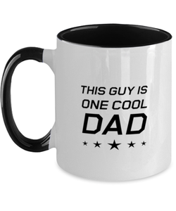 Funny Dad Two Tone Mug, This Guy Is One Cool Dad, Sarcasm Birthday Gift For Father From Son Daughter, Daddy Christmas Gift