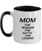 Funny Mom Two Tone Mug, MOM The Woman The Myth The Legend, Sarcasm Birthday Gift For Mother From Son Daughter, Mommy Christmas Gift