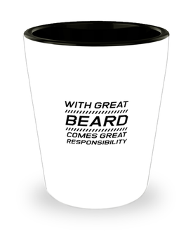 Funny Dad Shot Glass, With Great Beard Comes Great Responsibility, Sarcasm Birthday Gift For Father From Son Daughter, Daddy Christmas Gift