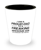 Funny Dad Shot Glass, I Am A Proud Dad To A Freaking Awesome Son Yes, Sarcasm Birthday Gift For Father From Son Daughter, Daddy Christmas Gift