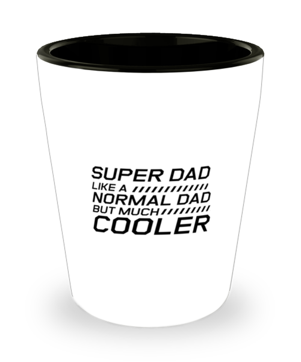 Funny Dad Shot Glass, Super Dad Like A Normal Dad But Much Cooler, Sarcasm Birthday Gift For Father From Son Daughter, Daddy Christmas Gift