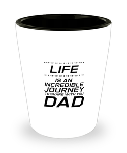 Funny Dad Shot Glass, Life Is An Incredible Journey To Share With You Dad, Sarcasm Birthday Gift For Father From Son Daughter, Daddy Christmas Gift