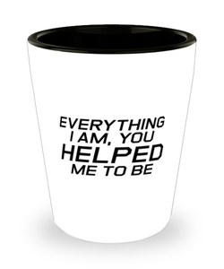 Funny Mom Shot Glass, Everything I am, You Helped Me To Be, Sarcasm Birthday Gift For Mother From Son Daughter, Mommy Christmas Gift